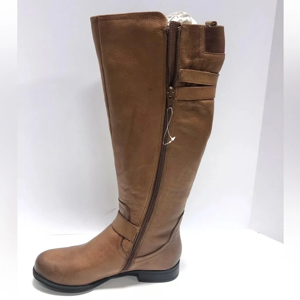Naturalizer Women’s Jessie, Brown Leather Knee High Boots, Size 4.5, Wide Calf.